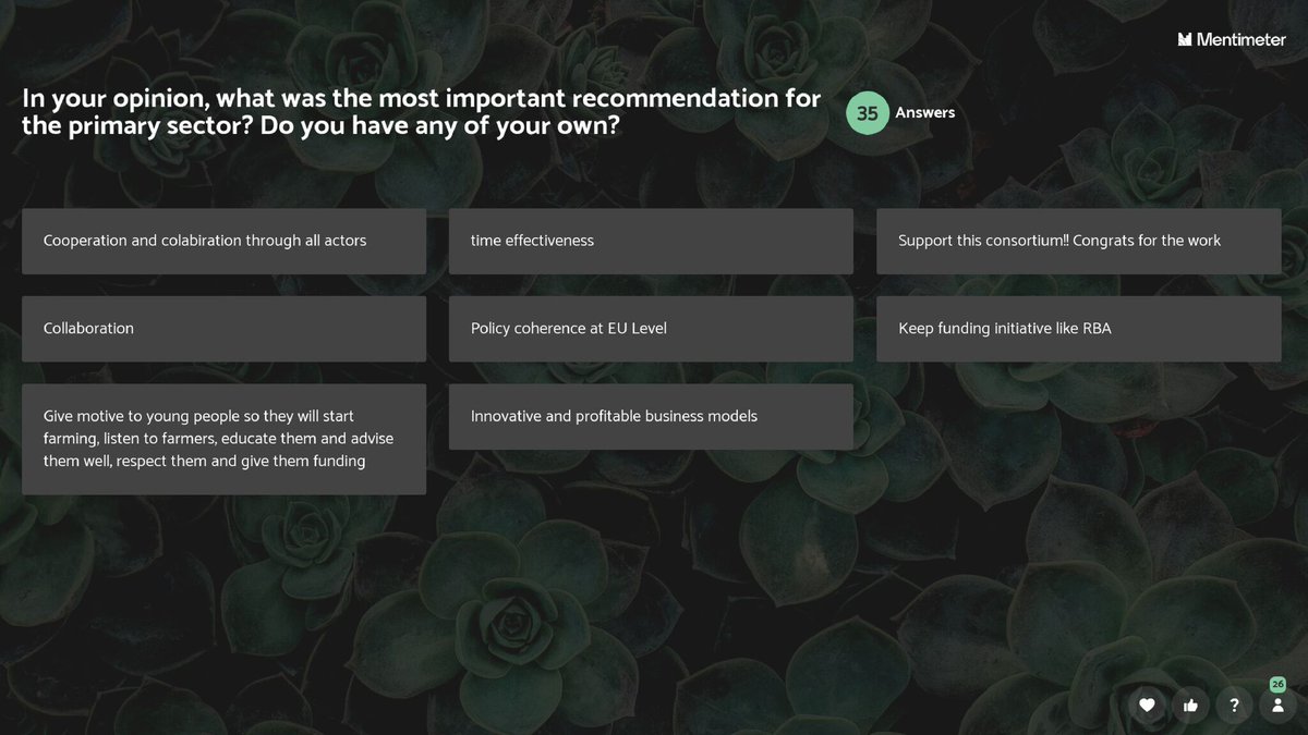 📢You can take part now in the surveys Mentimeter activities carried out during the #COOPIDBioeconomyConf What do you think of the #PrimarySector &amp; the #Bioeconomy?

#EUGreenWeek <a href="/CoopsAgroES/">Cooperativas Agro-alimentarias de España</a> <a href="/innovarum_/">INNOVARUM</a> <a href="/GreenFlex/">GreenFlex</a> @UniboMagazine <a href="/Gaia_Brussels/">Gaia Epicheirein EU</a> <a href="/foodbiodk/">Food & Bio Cluster Denmark</a> <a href="/ProAgria/">ProAgria</a> <a href="/MTU_ie/">Munster Technological University</a>