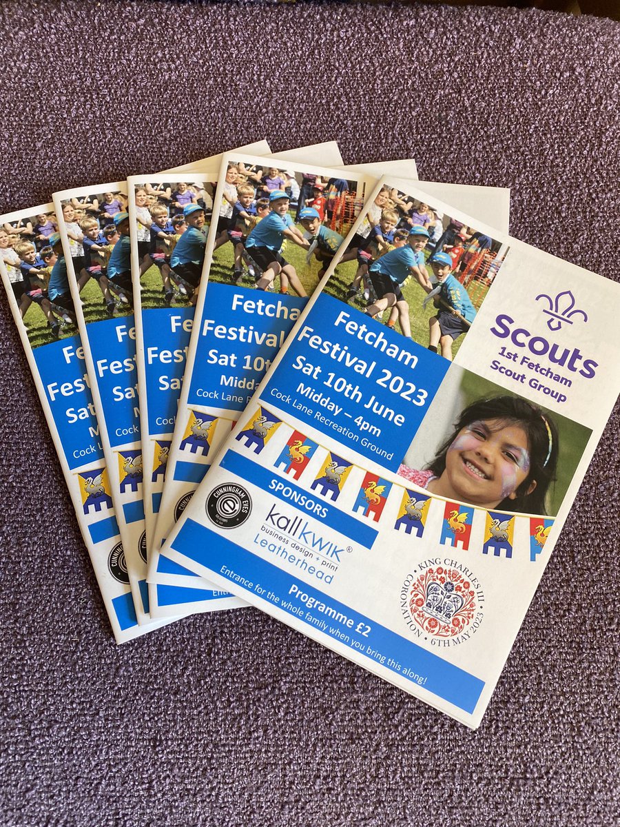 If you have purchased a brochure for £2 from one of our door to door sales in the last few weeks thank you!  These sales really boost our fundraising efforts as well as advertising the Fetcham Festival.  Don’t forget to bring your brochure with your for prepaid entry.