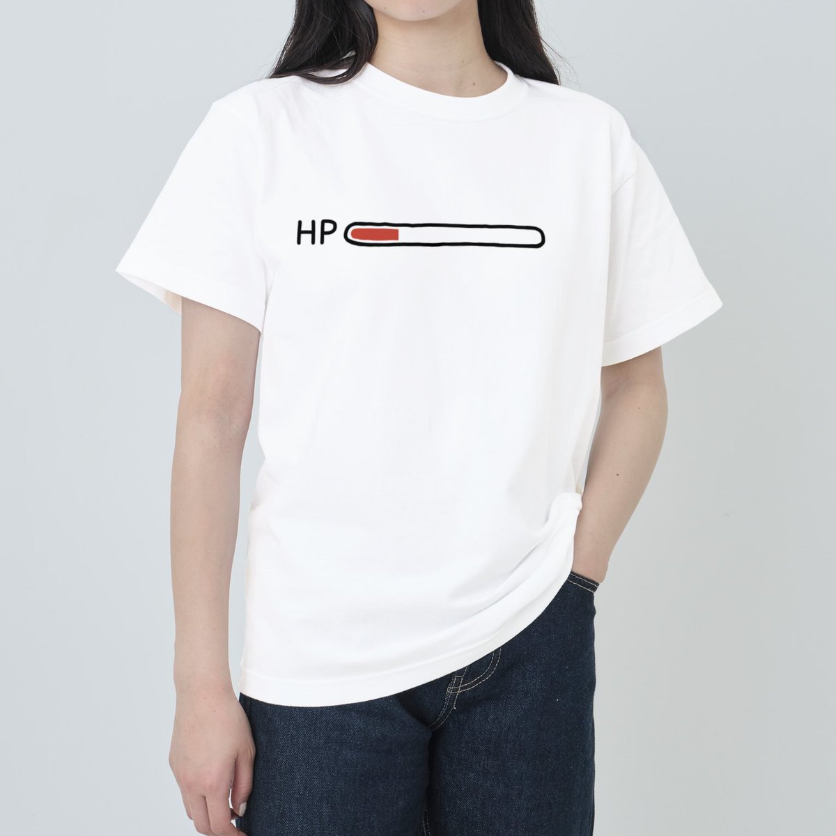 「HPバーが見えるTシャツつくったよ〜  残りHPをアピールして、回復してもらった」|やばこ🐤COMITIA144【E29ab】のイラスト