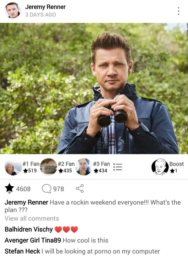 @BirdRespecter It was better on the Jeremy Renner app.