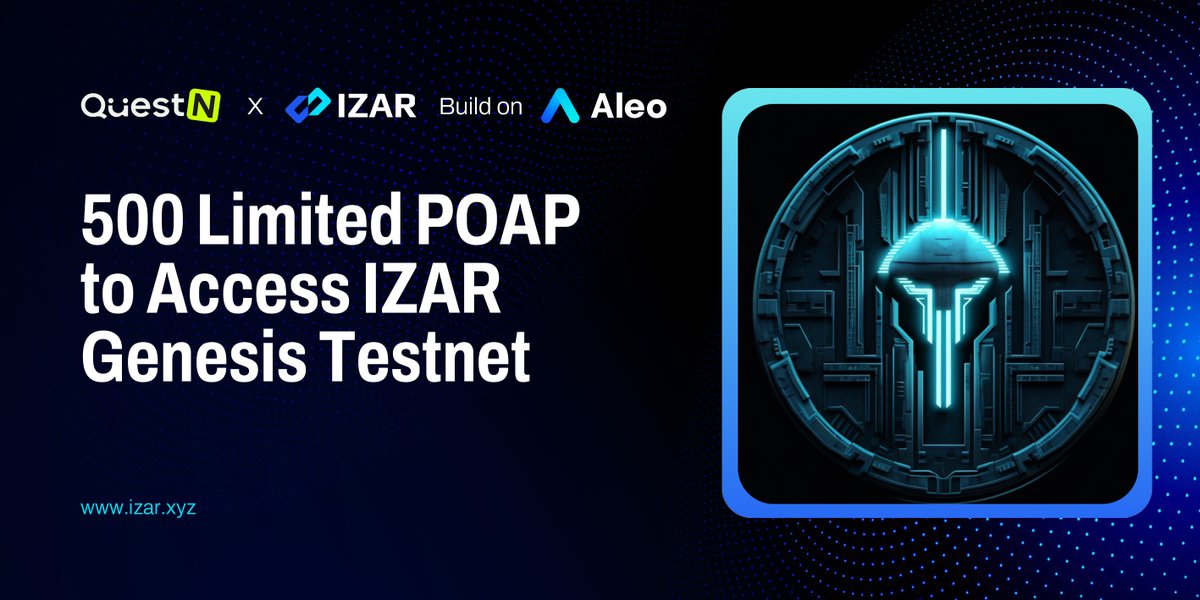 🎁We're celebrating our #partnership with <a href="/QuestN_com/">QuestN</a> by rolling out our 2️⃣ round of #WL #Giveaway! 

🔥500 spots &amp; #POAP up for grabs! Don't miss this opportunity! 

⏰ Jun 9 - Jun 13

📣Let's make some noise &amp; spread the world! #QuestN  #IZAR <a href="/AleoHQ/">Aleo</a> 

🏆app.questn.com/quest/78101821…