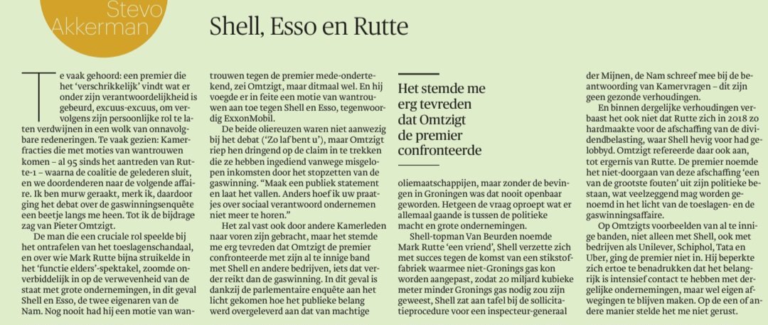 Column naar mijn hart vandaag van @StevoAkkerman in @trouw. En #Rutte over zijn 'grootste fout' ...
@PieterOmtzigt @RenskeLeijten
#Shell #Esso #PaGas #Groningen #gaswinning #toeslagenschandaal