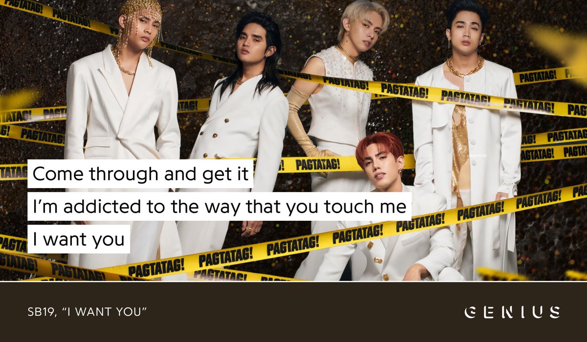 Genius_kor's tweet photo. Genius Korea’s pick for ‘Beyond Borders’ Artist of the Month, SB19 (@SB19Official) have released their new album #PAGTATAG featuring the hit single “GENTO” and the new track “I WANT YOU”! 

Check out the lyrics to the songs on Genius now! 

🔗 https://t.co/6MGPmurnke https://t.co/GsEHPFJmFt