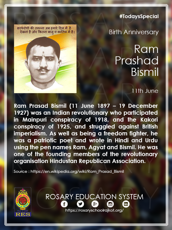 Help us Spread the Word!!! Share with your Friends!!!
#TodaysSpecial
Birth anniversary of Ram Prasad Bismil
@_DigitalIndia
@incredibleindia
@PMOIndia
@rashtrapatibhvn
@HISTORY
@tophistory