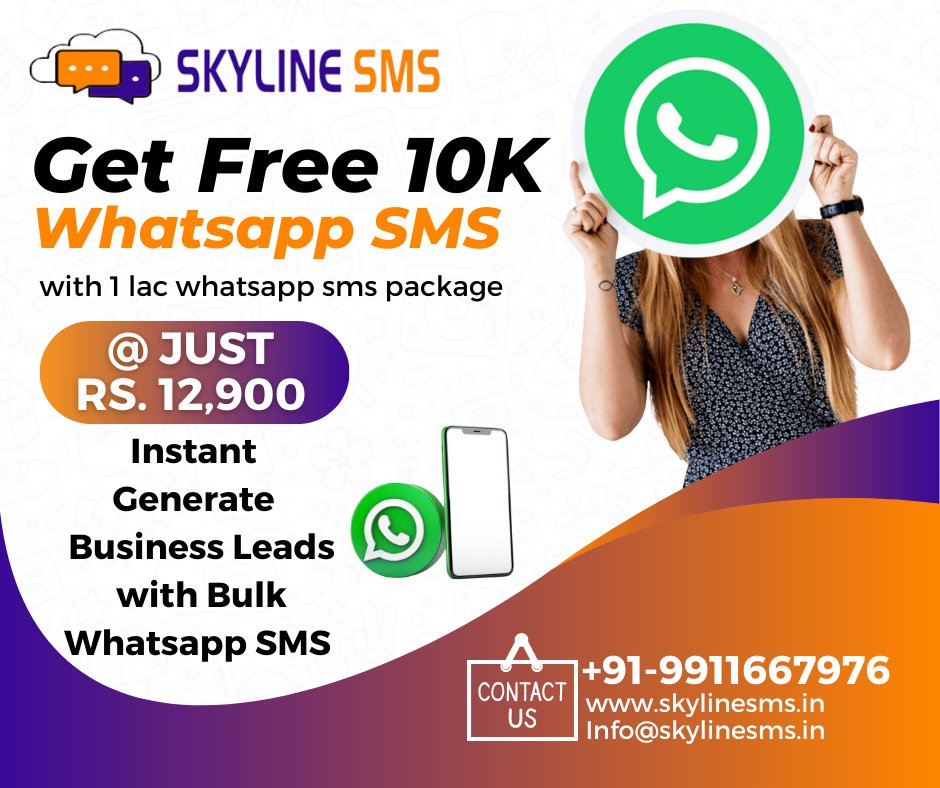 sky_line_sms's tweet photo. ❤️☺Get Free 10K Whatsapp SMS❤️☺
:
💥💥💥with 1 lac whatsapp sms package💥💥💥
@ Just Rs. 12,900💥💥💥
:
:
Know More: +91-9911667976
Chat Now: https://t.co/HCtrcHsWXK
Visit Official Website👇👇
https://t.co/TxWX4uw6Kb
:
:
#freewhatsappsms #whatsappmarketingservice #greentick https://t.co/PsLwyeWT1a