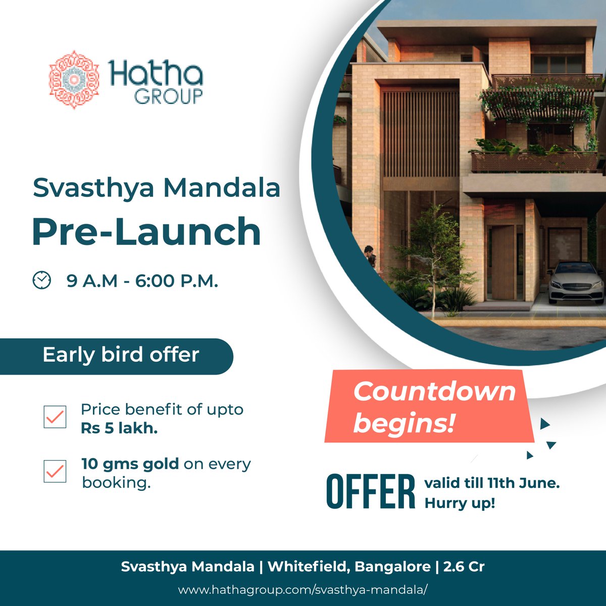 You are invited to the exclusive pre-launch of our much-awaited sustainable villa project Svasthya Mandala.

#readmore: linkedin.com/feed/update/ur…

#svasthyamandala #prelaunch #visitsite #bookonline  #villas #villaforsale #price #5lakh #win #goldcoin #hathagroup #whitefield #Varthur