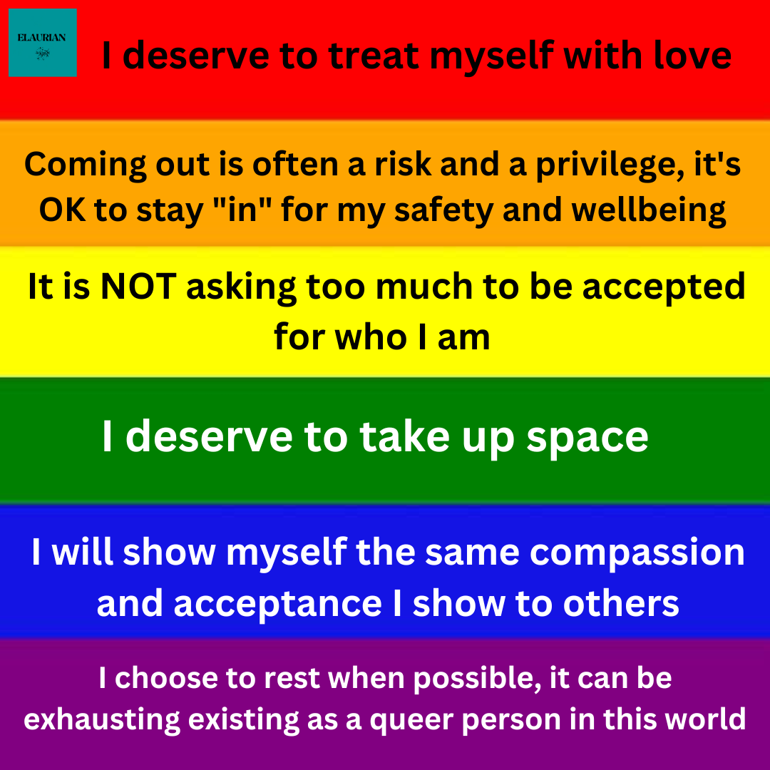 More Queer Affirmations 

Not everyone finds affirmations helpful and not everyone who uses them will find them all helpful. Take what you need from these!

#Pride #QueerAllYear #Queer #LGBTQIA+