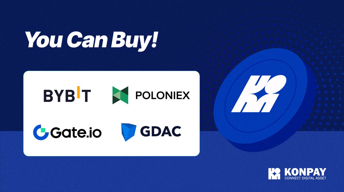 You can buy #KON on various exchanges.
#BYBIT
bybit.com/en-US/trade/sp…
#Poloniex 
poloniex.com/trade/KON_USDT…
#Gateio 
gate.io/trade/KON_USDT
#GDAC
gdac.com/exchange/KON/U…