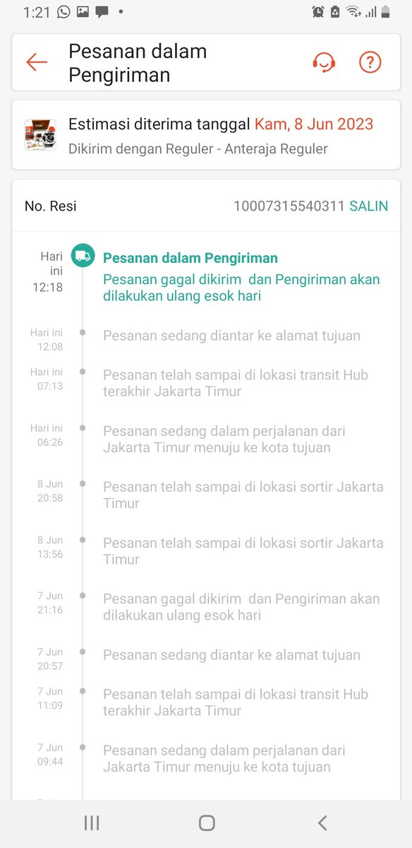 ade1189's tweet photo. @usa_thoriq Tai bgt dah, 12.08 diantar 12.18 gagal kirim @anteraja_id https://t.co/8Nlv1POXJc
