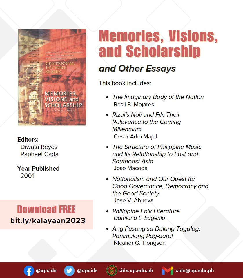 The luminaries of the humanities and the social sciences in the Philippines—all in one book! Download FREE: bit.ly/kalayaan2023