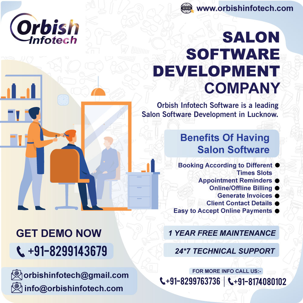 Orbish Infotech software is a leading Salon Software Development Company in Lucknow.
☎Call Us Now:- +91 -8299143679, +91 -8299763736
🌐Visit:-orbishinfotech.com/salon-manageme…
#salonsoftware  #salonservices #salonmanagement   #orbishinfotech #orbishinfotechsalonsoftware   #salonservices