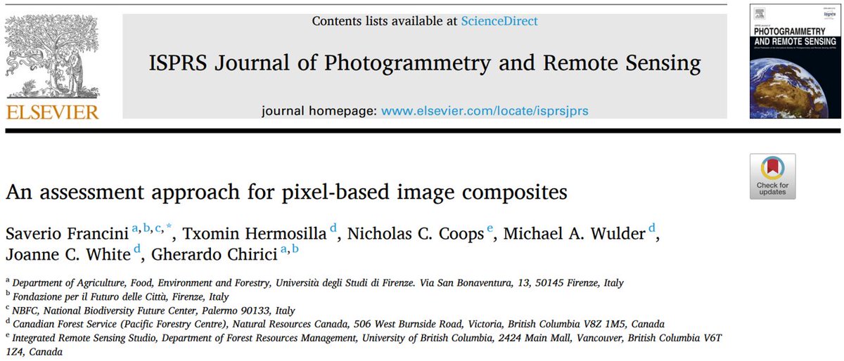 📢📢📢#NewPaper out in @isprs
Journal of Photogrammetry and Remote Sensing!!!

It is about assessing pixel-based composites, which should be the first key step in many #RemoteSensing applications. 

doi.org/10.1016/j.ispr…

#Landsat #GoogleEarthEngine #GEE #GEEBAP #OpenAccess