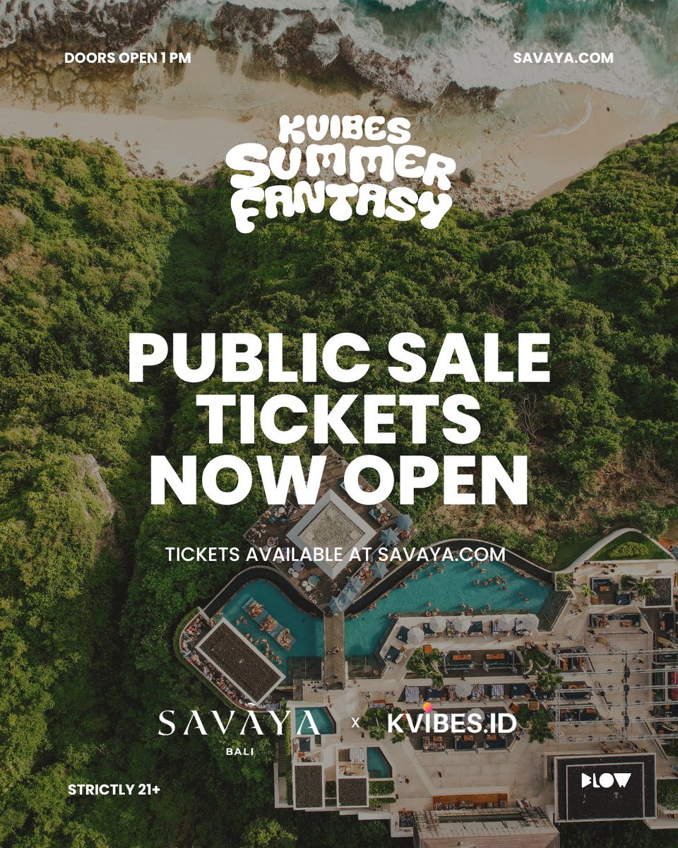 ALL TICKETS ON SALE NOW!

Go check out your ticket now on savaya.com

@savayabali 

#KVIBESSummerFantasy #JOHNNYbeatKVIBES 
#KVIBESxSAVAYA #JOHNNY #JOHNNYbe