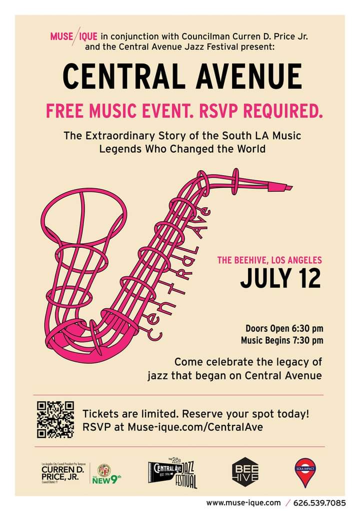 Join us for this very special Pre-Central Avenue Jazz Festival performance. Free w/rsvp.