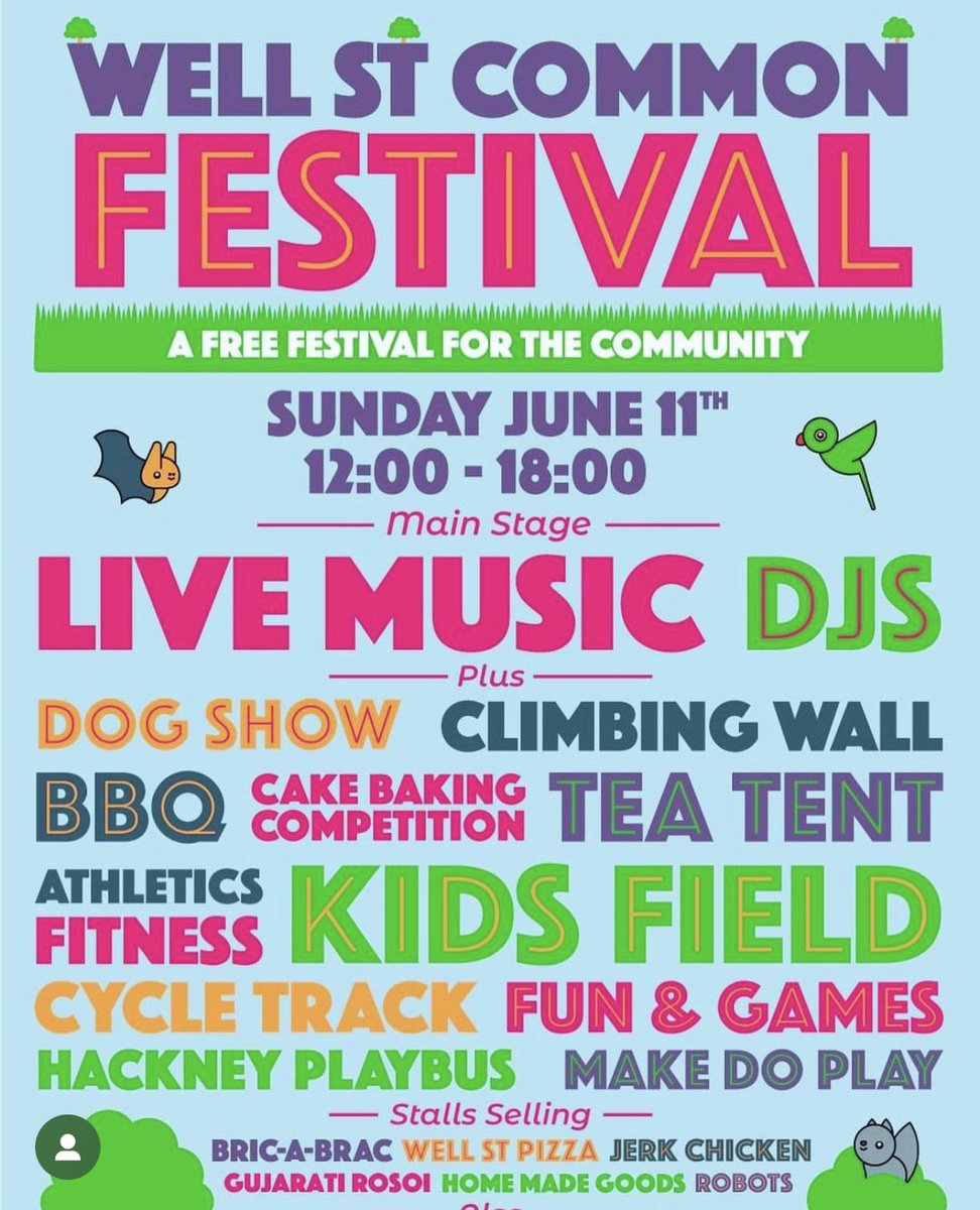 It’s almost time for the Well St Common festival, and it’s going to be a scorcher! 🌞🌞🌞🌞🌞 Cake contests, climbing walls, dog shows and more - it’s going to be amazing and we can’t wait to see you there!