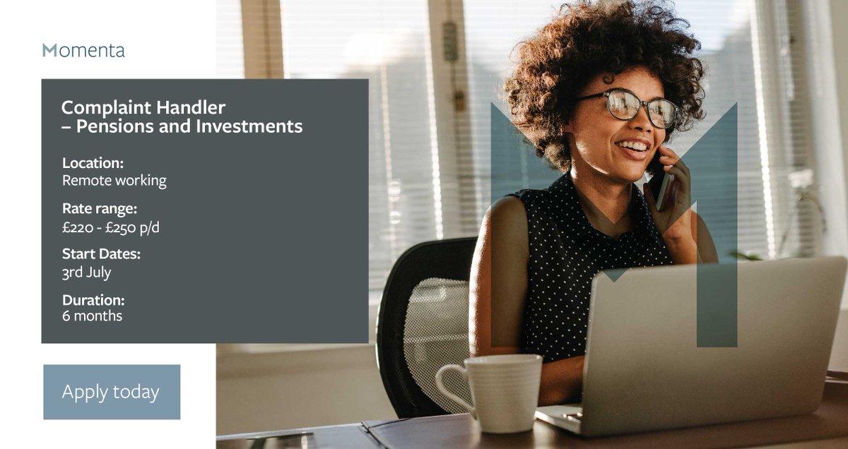 MomentaGroup's tweet image. Momenta currently has a number of Complaint Handler roles open for a #Big4 organisation based in the UK. #interimwork

Are you interested in this remote role? Apply today.  
bit.ly/45vBZqF