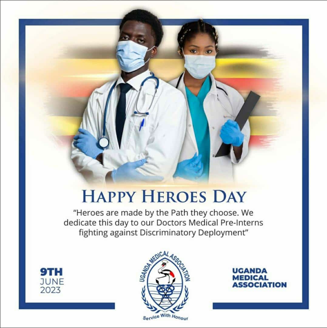 Today, we celebrate our dear Heroes who are doing whatever it takes to keep Medicine where it belongs however much it's being dragged to the floor. We celebrate you our Pre-Interns on this day. ❣️ @OfficialFUMSA @MinofHealthUG @mofpedU #DeployMedicalInterns