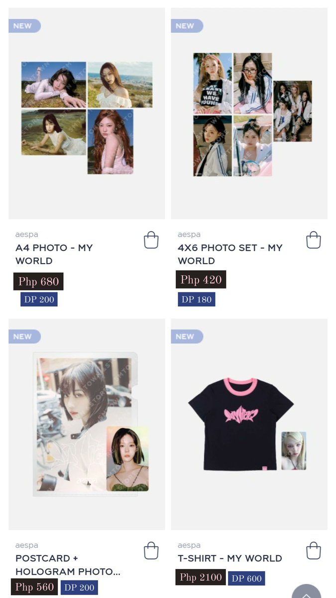 haneevas's tweet photo. [aespa The 3rd mini Album - 'MY WORLD' OFFICIAL MD

prices and DP on the photos
A4
4x6 photo set
postcard + hologram pc
tshirt
random trading card set A

long dop
semi feta

wts lfb ph go 🇵🇭
pc winter karina ningning giselle merch smtown https://t.co/F1hHKqQ1a0