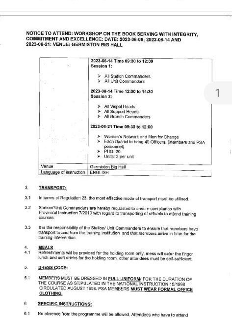 Abramjee's tweet photo. We have a serious crime problem. Criminals are running amok. Yet, Gauteng’s police boss has instructed cops to  attend a workshop following a book launch of a retired General. Some cops say it’s a waste of state resources and that priorities are wrong! In a message to senior cops, Lt.Gen Elias Mawela said: “We must avoid disappointment and embarrassment whereby very few members pitch or late arrival. Lt Gen Mawela.”

Last night, he told them: “All Generals and Brigadiers please ensure that the required number of NCOs for tomorrow's workshop are duly mobilized and notified to attend as per the attached call up instructions.   Also ensure that transport is made available for those members to attend and arrive on time.  No Commander must go to bed tonight before ensuring that this instructions is carried out accordingly.
Lt General E Mawela Provincial Commissioner Gauteng”

What’s your take?

@SAPoliceService