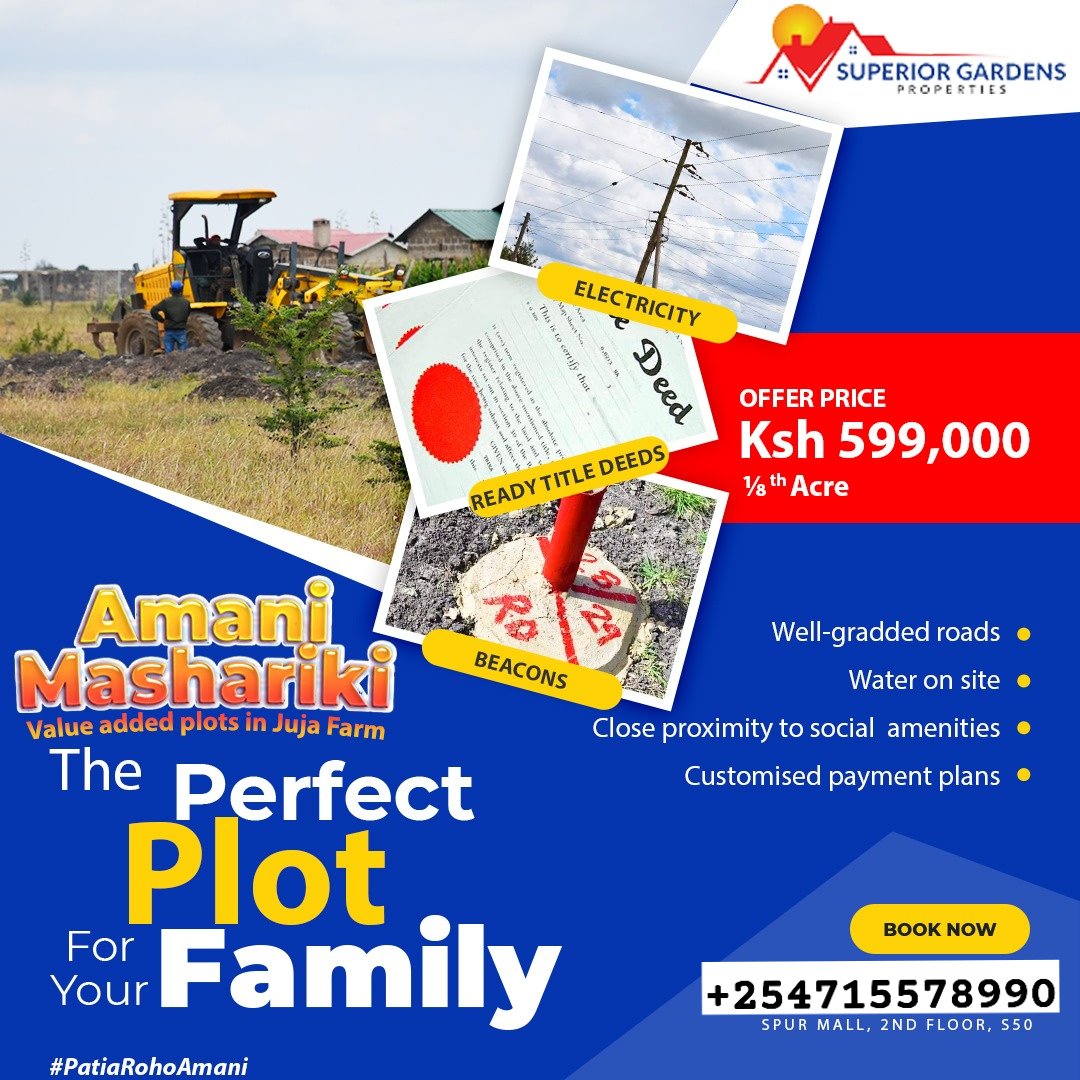 OukoKate's tweet photo. Buy a plot and get dinner for 2. As I said we have the best deals in the game. #PatiaRohoAmani #AmaniMashariki @SUPERIORGARDEN3 #AmaniGardens #MyDreamHouse #MainaAndKingangi Ukishakula Rent #FlyWithUBACard "MASTERCARD" https://t.co/3LSTHTdzmo