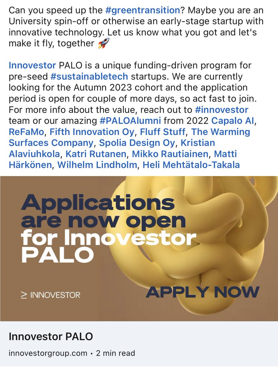 ReFaMo2's tweet photo. #InnovestorPALO program is open again! Apply now! https://t.co/eHoGkhVmPK