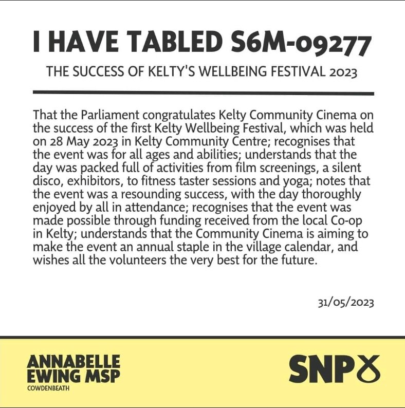 How awesome is this, one of our local community fund being mentioned in Parliament 

Super proud

#itswhatwedo #localcommunityfund #kelty #scottishparliament
@Tom_MPM @derek_coop @ShirleyDenton12