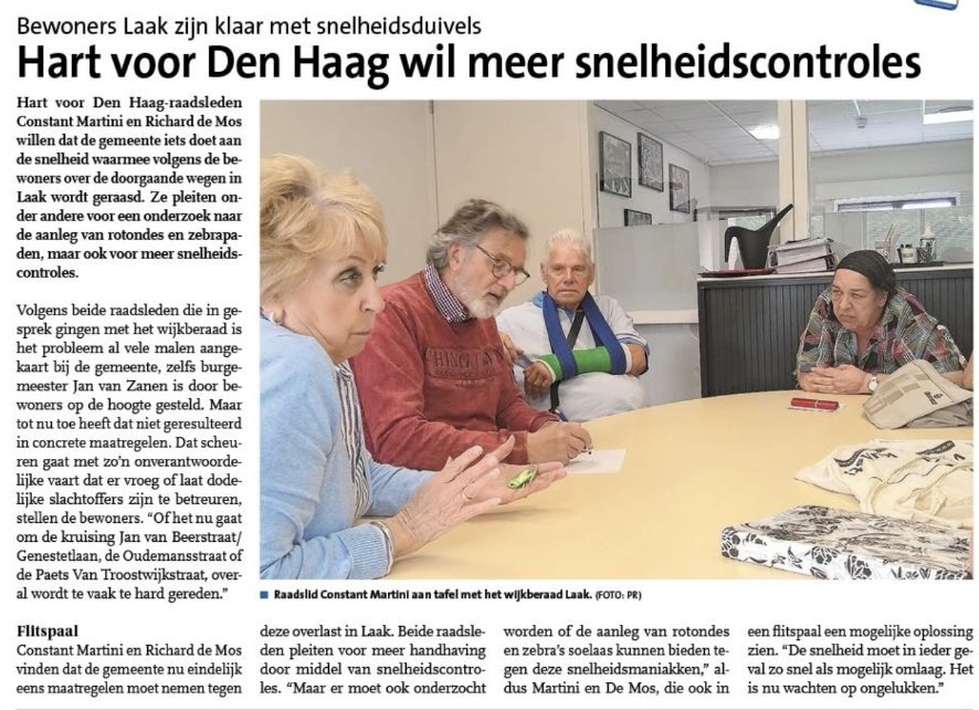 Snelheidsduivels teisteren stadsdeel Laak! Bewoners vrezen (dodelijke) slachtoffers als daar geen paal en perk aangesteld wordt. Hart voor Den Haag collega Constant Martini komt met voorstellen om maniakken aan te pakken👇#Laak