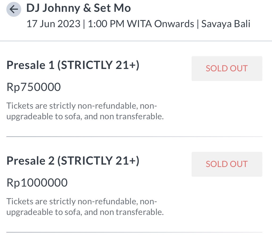 [STATS] 

🎟️PRESALE 1 and 2 for DJ #Johnnybe in SAVAYA BALI are already SOLD OUT 🥳  

🎟️ PRESALE 3 and GENERAL ADMISSION tickets are AVAILABLE ☺️ 

Good luck Johfam ‼️

#JOHNNY #JOHNNYSUH  #쟈니 #JOHNNYbeatKVIBES  #KVIBESSummerFantasy
#KVIBESxSAVAYA
