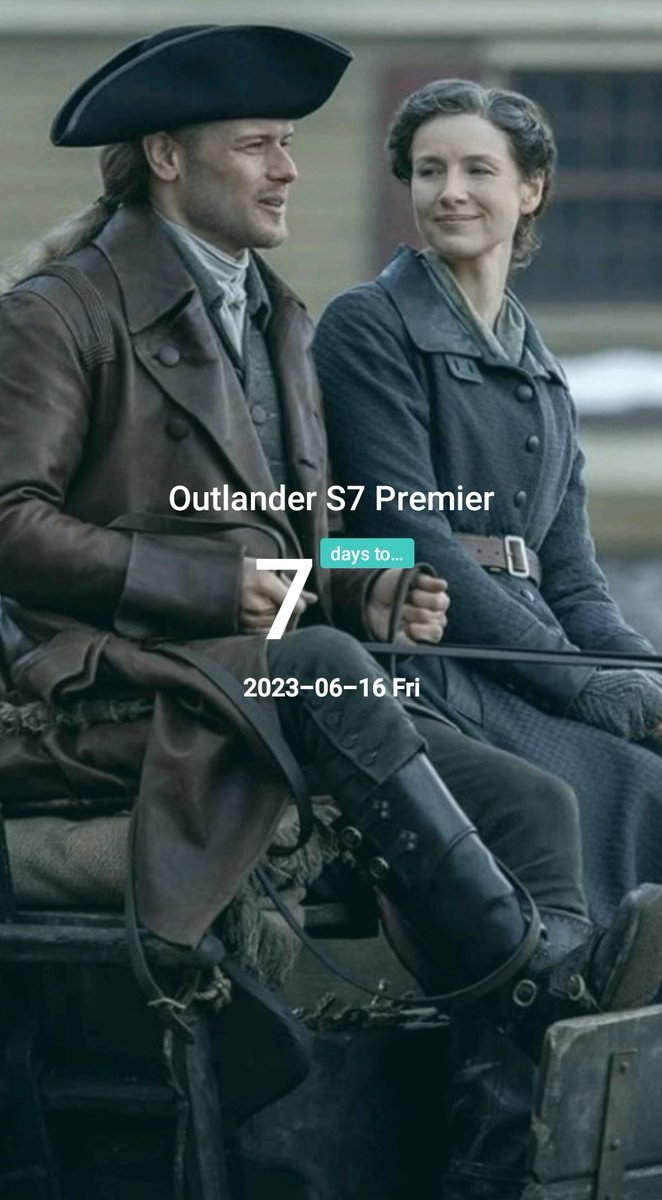 7 days to 
#OutlanderS7premiere
#Outlander 
#JamieFraser @SamHeughan 
#ClaireFraser @caitrionambalfe 
@Outlander_STARZ