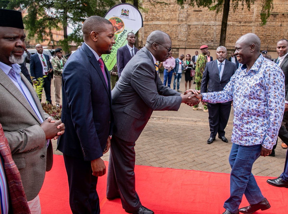 rigathi's tweet photo. It's Time for Coffee.

I have joined  enthusiastic coffee farmers and stakeholders at Three Steers Hotel in Meru town for the mega National Coffee Summit on how to revamp the subsector.

It is now time to act on this noble challenge to return glory to the once profitable subsector of our economy. It's a pledge we made to our people. It's one we will do everything to fulfill. 

This national brainstorming session in Meru will help us return the sector to the profitable path.

#MkulimaKwanza #TheCoffeeSummitKE