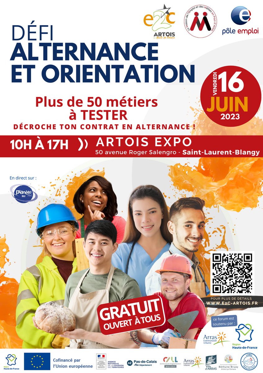 On vous attend nombreux au forum DEFI ALTERNANCE ET ORIENTATION ! C'est de 10h à 17h, c'est gratuit et ouvert à tous ! 
#forumapprentissage #orientation #découvertesmétiers #e2cartois #CUAARRAS #REGIONHAUTSDEFRANCE #POLEEMPLOIARRAS #MEMEPAYSENARTOIS