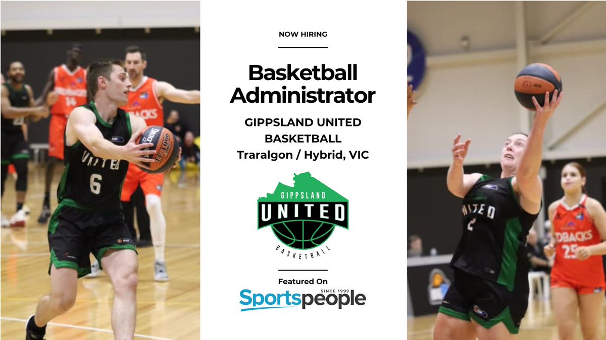 SportspeopleAU's tweet photo. [FEATURED] Basketball Administrator - Gippsland United Basketball. Traralgon / Hybrid location. Full Time. Closing 29 Jun 2023. Apply@ https://t.co/9Pm8AZrdbU
(see more basketball jobs: https://t.co/lIz759lPfx) #sportspeople #sportjobs https://t.co/Qg53czKUUr
