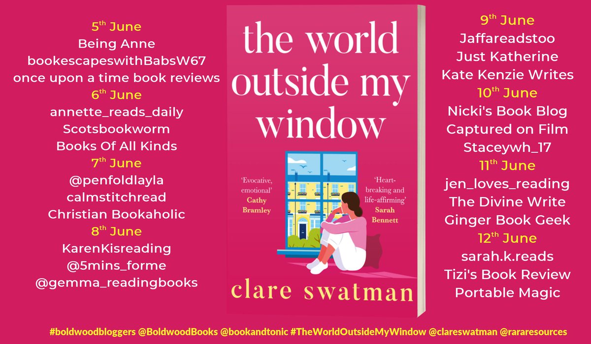 jaffareadstoo's tweet photo. Delighted to join the #BlogTour today to share my #BookReview of #TheWorldOutsideMyWindow by @clareswatman @BoldwoodBooks @rararesources 
#BoldwoodBloggers
https://t.co/AConi89MiQ https://t.co/BqRL446zok