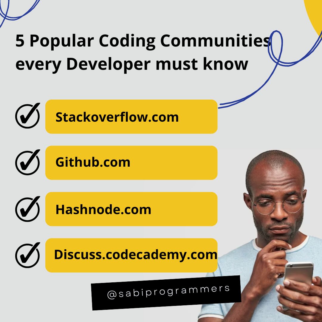 SabiProgrammers's tweet photo. Revealing the 5 popular coding communities that are an absolute must-know for every programmer! 🖥️💡
Don't miss out on the opportunity to connect, learn, and collaborate with like-minded coders. 🤝🌐
#CodingCommunities #DeveloperLife #TechWorld https://t.co/CE1l9aEqkj