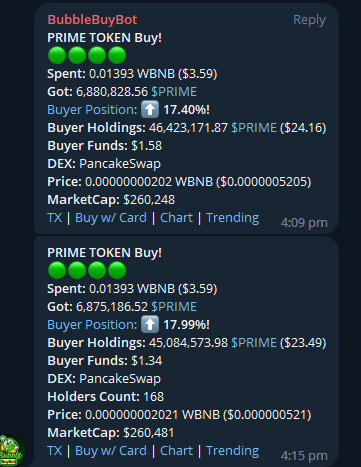 PrimeBscToken's tweet photo. Buying pressure is starting! 🔥 https://t.co/TM7etHD0y4
