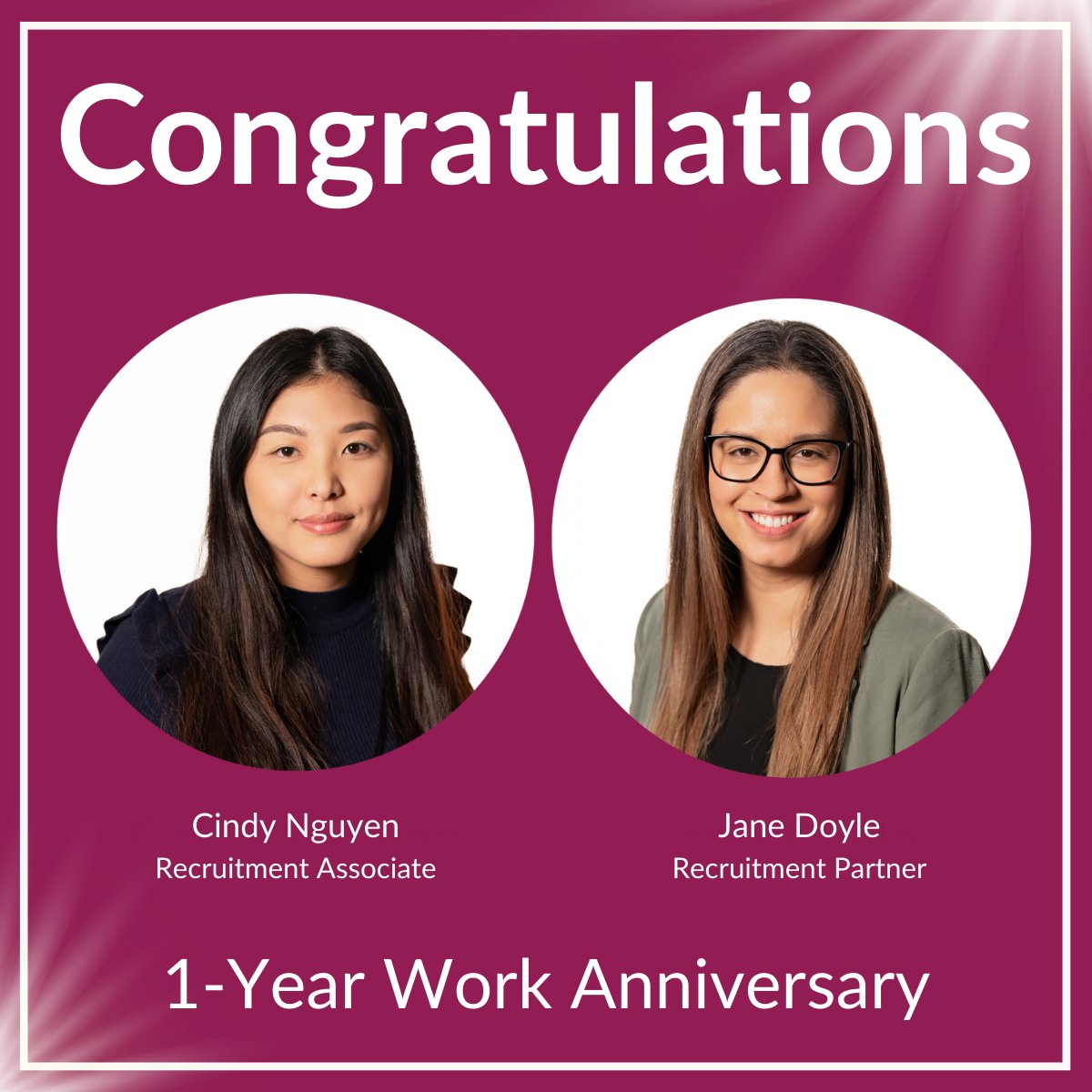 harrymacHR's tweet photo. 🎉 Celebrating One-Year Work Anniversaries! 🎉

Harrison McMillan is filled with excitement as we raise a toast to two outstanding colleagues - Cindy Nguyen, Recruitment Associate, and Jane Doyle, Recruitment Partner - who have reached their one-year work anniversaries with us. https://t.co/SClOOWEQUW