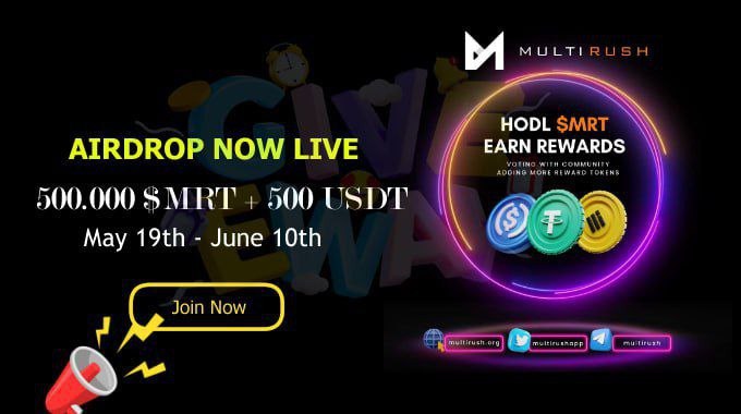 AirdropsGun's tweet photo. 🚀 Airdrop: MultiRush
💰 Value: 5,000 $MRT &amp; 10 $USDT
👥 Referral: N/A
📅 End Date: 10th June, 2023
🏦 Distribution Date: 15th June, 2023

🎐 Airdrop Link: https://t.co/Md5J60nN2s

@MultiRushApp #AirdropsGun #MultiRush #MRT #Airdrop #DYOR #NFT #Cryptocurrency #BSC https://t.co/0YngOaOSPF