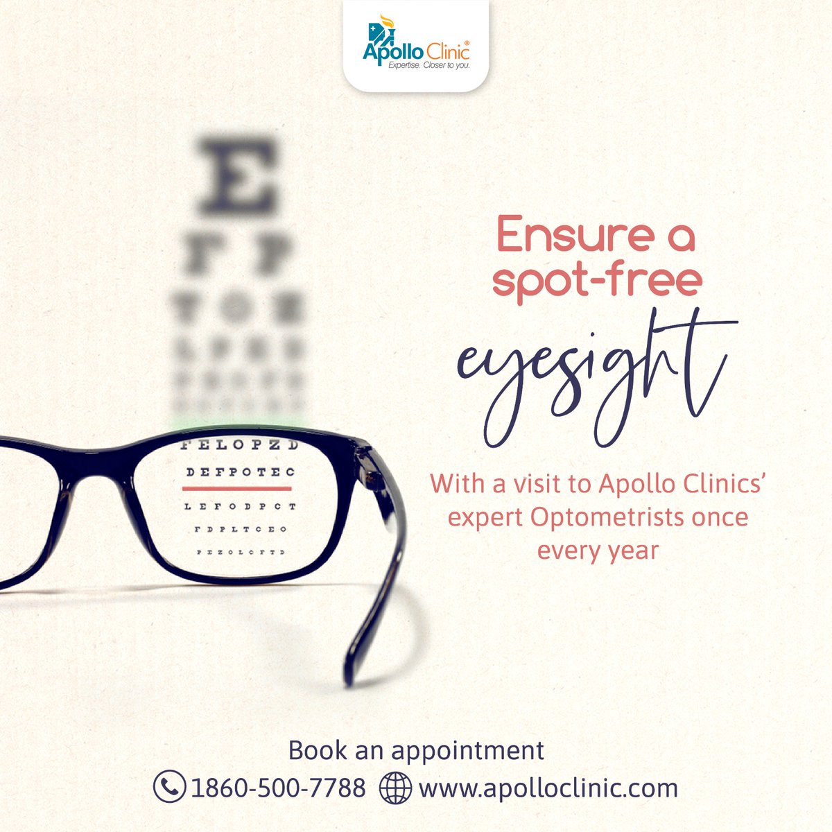 ApolloClinics's tweet image. From diagnosing your condition to suggesting the best treatment methods, Optometrists at Apollo Clinics cover it all. To book an appointment, give us a call at 1860-500-7788

#Optometrists #apolloclinics #regularcheckup #eyesightcheck #health #lifestyle