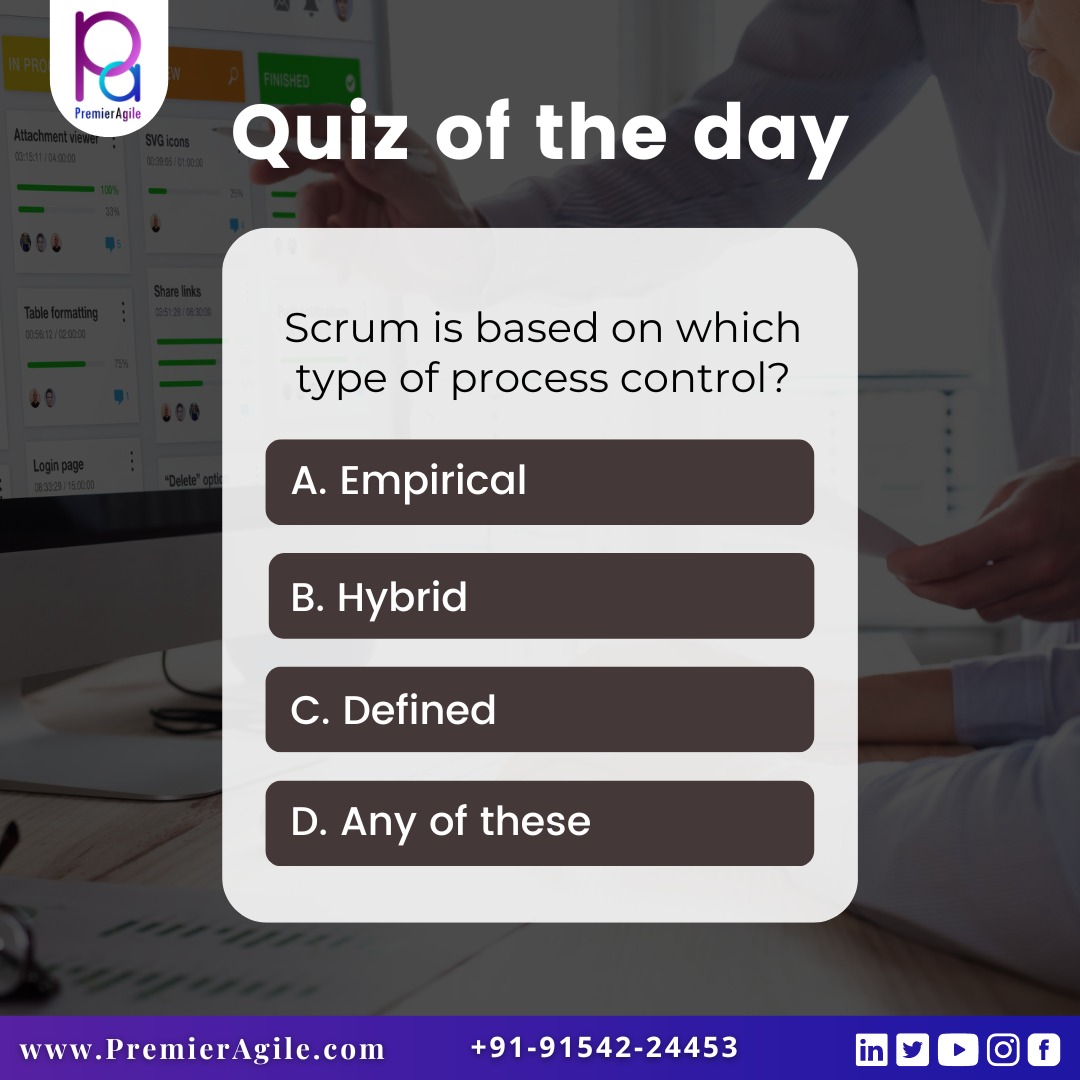 Comment your answer below. Do follow @PremierAgile for more such interesting discussions.

#productowner #scrummaster #agilescrum
#agilemethodology #quizoftheday