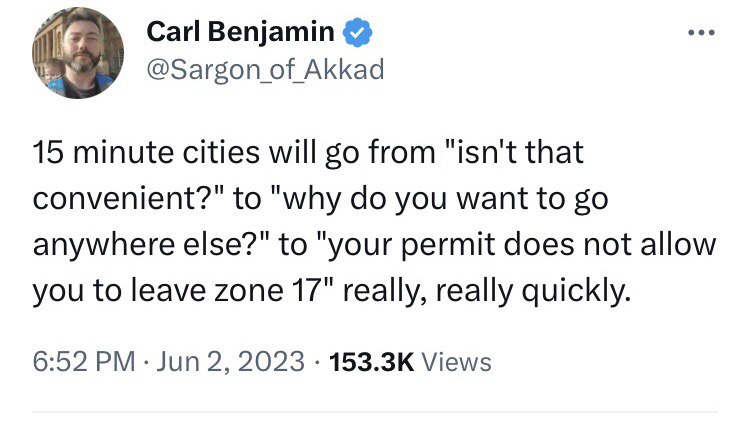 Educate people about 15 minute cities now, not when it’s too late.