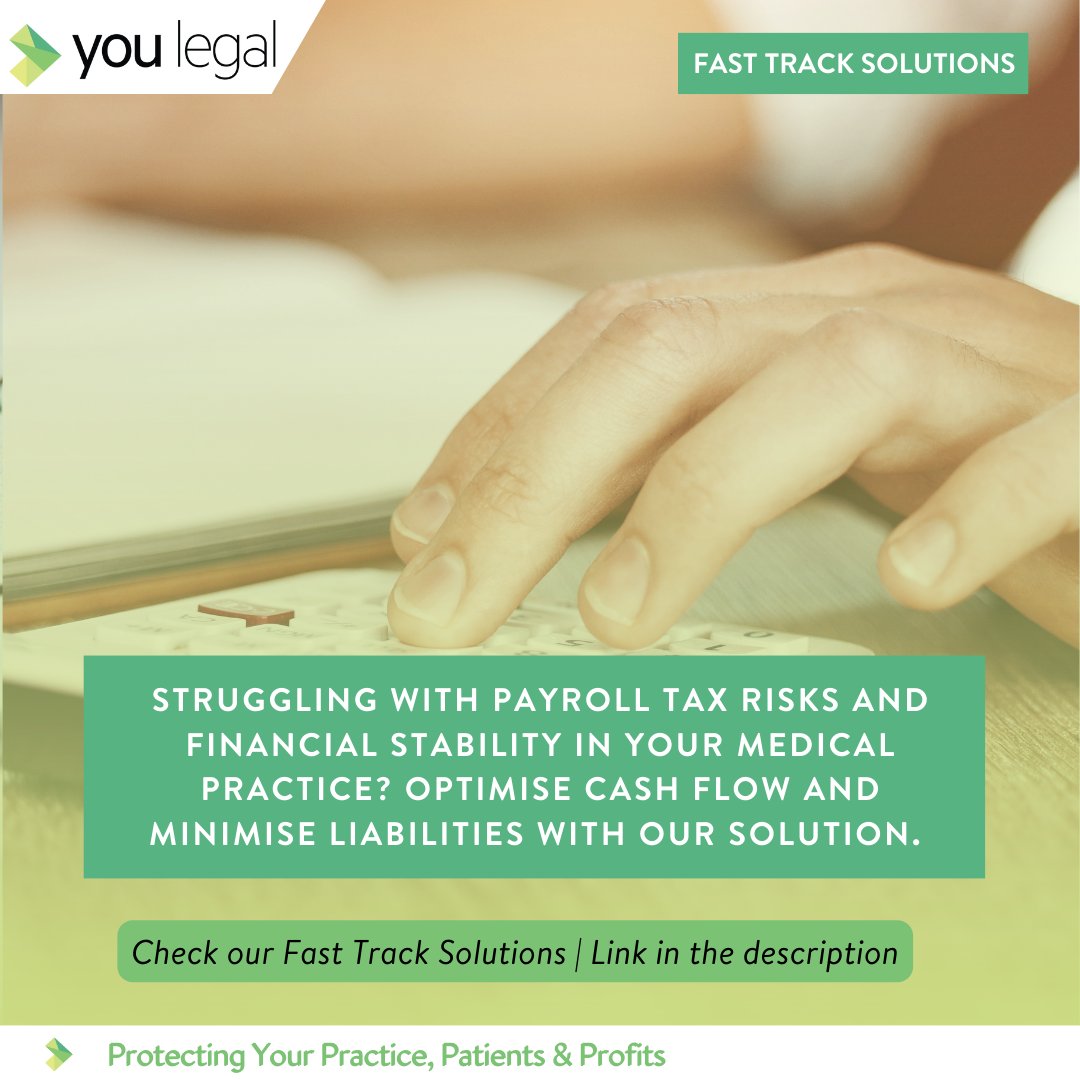 You_Legal's tweet photo. Minimise the risk of being found liable for payroll tax in your state or territory with our Fast Track solution. Visit the link below:

https://t.co/dsQ1lGZnRY

#medicalpractice #GPpractice #Australia #businessowner #investment #YouLegal #HealthcareFinance https://t.co/1pOkVAAsi0