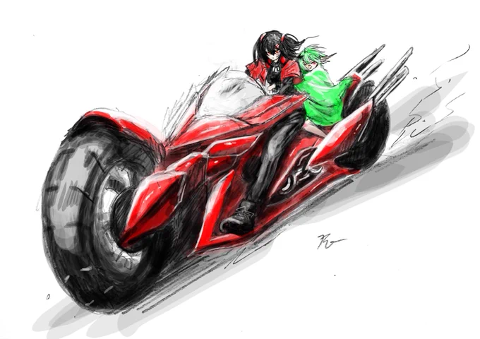 #バイクに跨った写真を貼れ見た人もやる  絵だけどあるよ