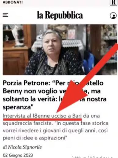 Giampy_pe's tweet image. TITOLO DAL SITO DELLA “REPUBBLICA”: “INTERVISTA AL 18ENNE ‘UCCISO’ A BARI DA UNA SQUADRACCIA FASCISTA”. UN NUOVO GENERE GIORNALISTICO: L’INTERVISTA CON IL MORTO
#novax #Speranza #Bassetti #Draghi #Mattarella #Covid #brindisi #giannini #greenpass #Putin #fascisti #repubblica