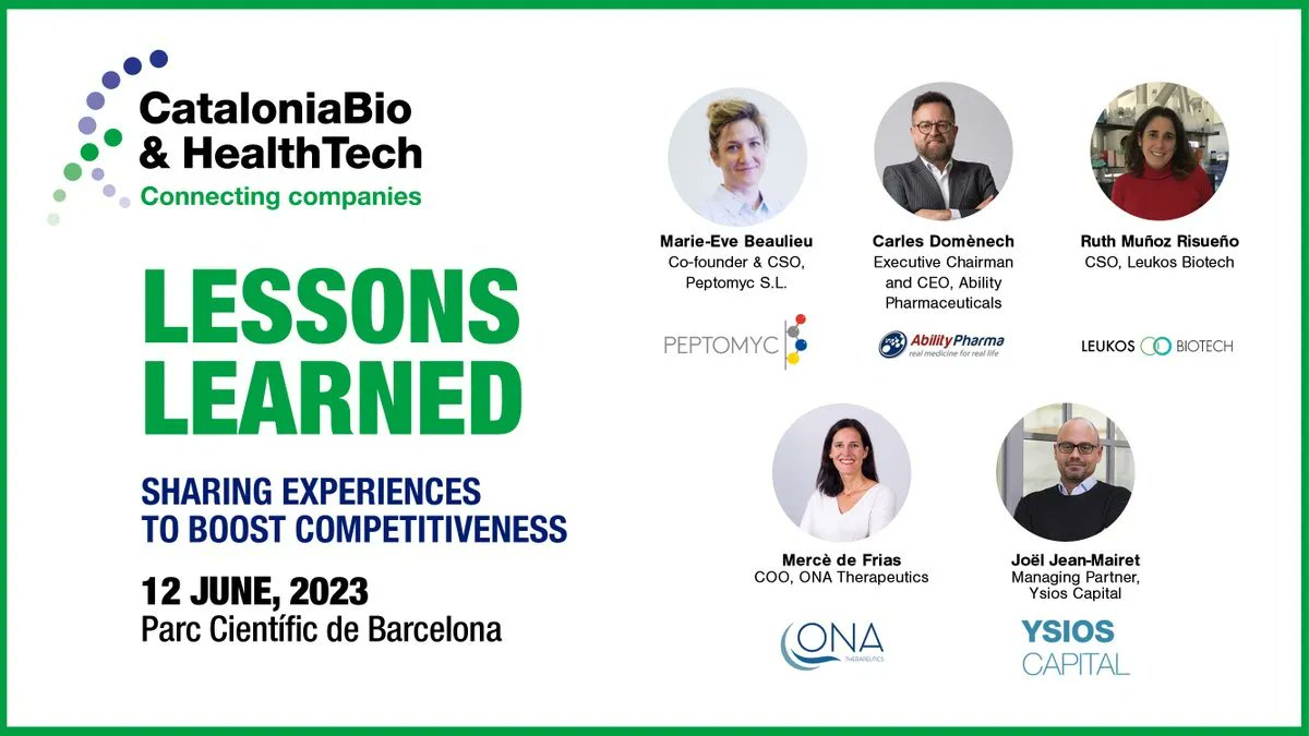 YsiosCapital's tweet photo. 🎙️ Join @Jean_Mairet at the upcoming #LessonsLearned by @CataloniaBioHT "From #DrugDiscovery to #FirstinHuman" 💊 👇 👇
🎯 How can #startups navigate toward a #successful First-in-Human study?
✍️ Sign up here!! https://t.co/OYZ3QslvuV
#vc #biotech https://t.co/uIglMLVU4C