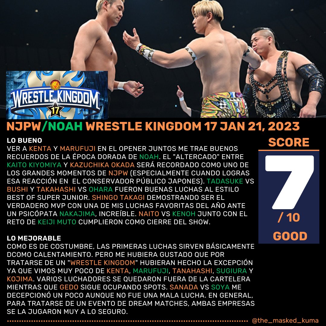 #njpw #wrestlekingdom JAN 21, 2023 THOUGHTS/IMPRESIONES!

A good show with an infamous brawl and and easy match of the year candidate.

#prowrestling #puroresu #noah #wrestlekingdom #kazuchikaokada #kaitokiyomiya #shingotakagi #katsuhikonakajima #keijimutoh #tetsuyanaito