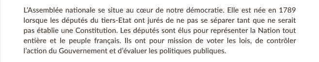 Bonjour l' @AssembleeNat il semblerait que vous ayez oublié de mettre à jour votre site, les députés 'ont pour mission de voter les lois'... Pas sous le quinquennat d'Emmanuel Macron. #ReformeDesRetaites #DirectAN #YaelBraunPivet