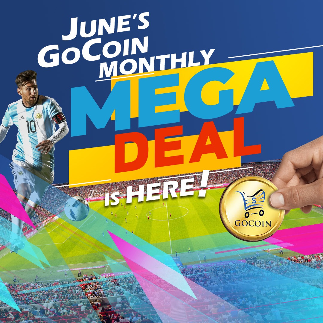 GOCoinGlobal's tweet photo. June's GoCoin Monthly Mega Deal is Here!⚽🌟
Our Stage 2 campaign is kicking off with a bang! This month's mega deal is a chance you couldn’t miss it for the world.
#GoCoin #football #messi #messifans #argentina #australia #footballmatch #discounts https://t.co/2jFuh9ni3c