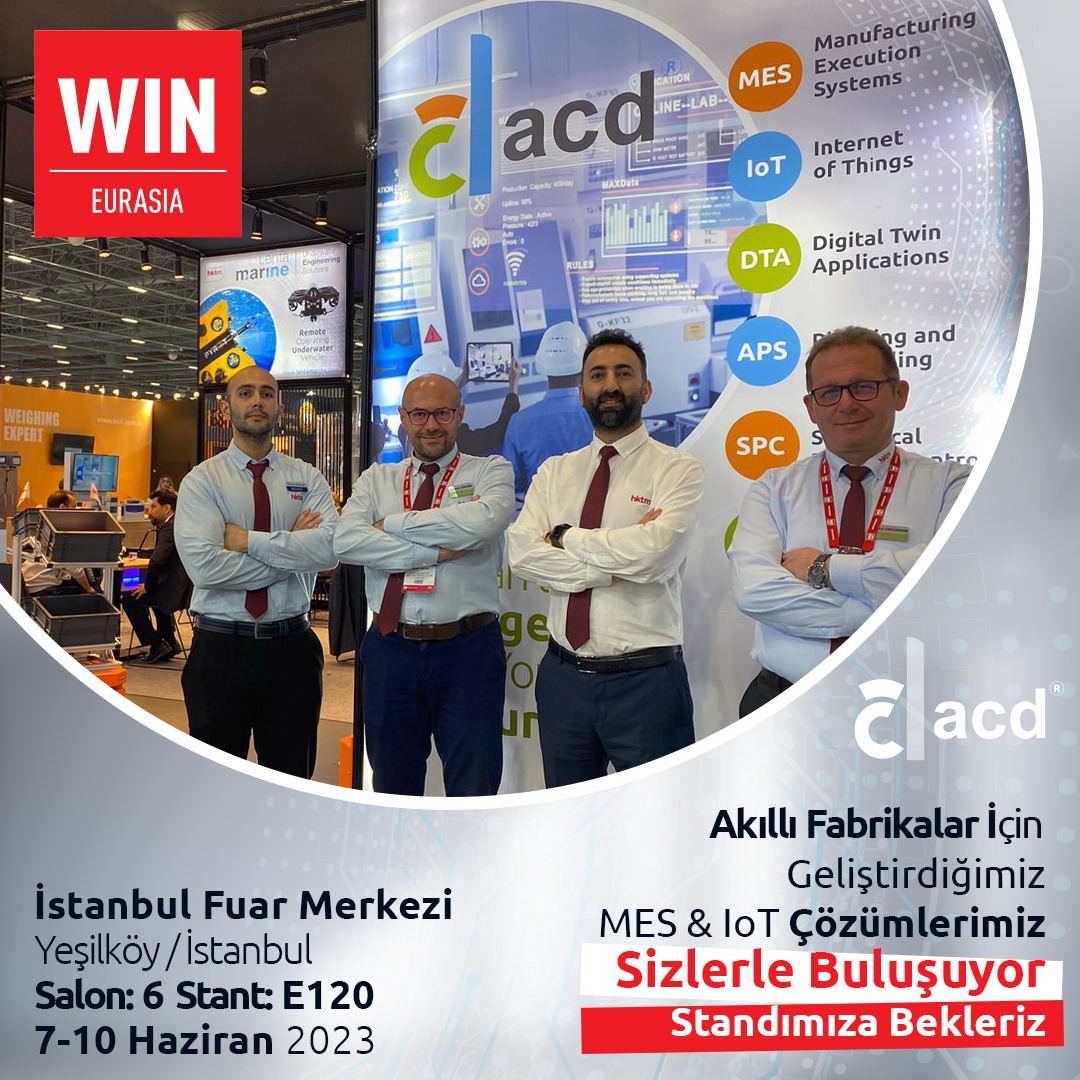 acdbilgiislem's tweet photo. 📣 MES &amp; IoT Çözümlerimiz ile birlikte WIN EURASIA 2023 Fuarındayız.

📌 İstanbul Fuar Merkezi, Salon 6 - E120 numaralı standımıza bekliyoruz.

🌍 https://t.co/tCOyOQWNI7

#wineurasia #wineurasia2023 #mes #iot #manufacturingexecutionsystem #akıllıfabrika #endüstri40 #hktm https://t.co/MWJ9797WC5