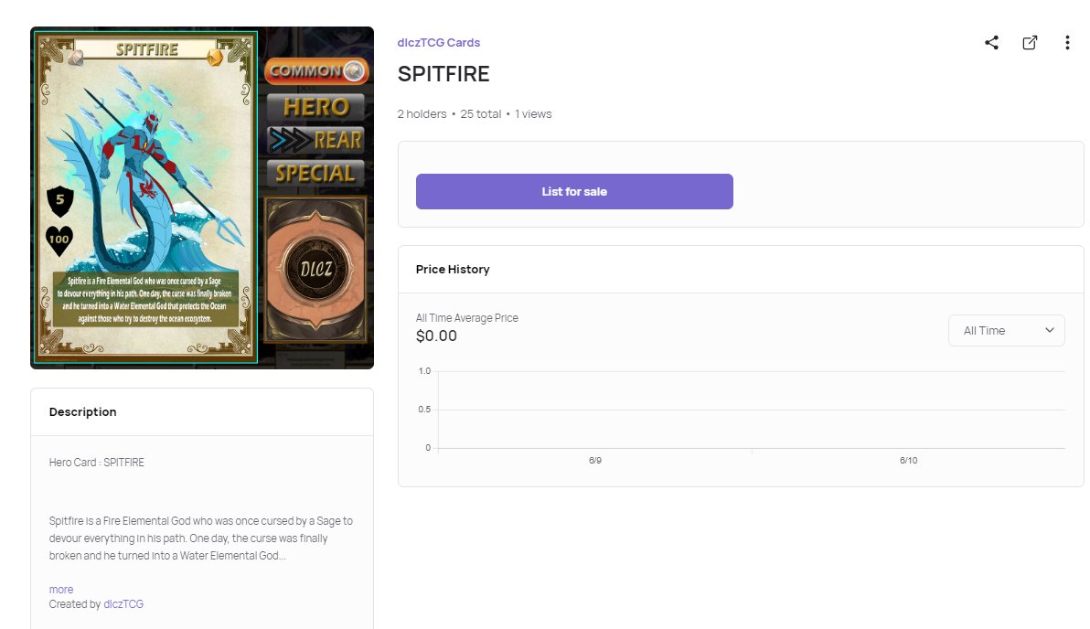 Spitfire hero card is now live on Efinity Marketplace

Check the link below to see it👇 .. 
beta.nft.io/asset/2184-11

#dlcztcg #efinity #enjin