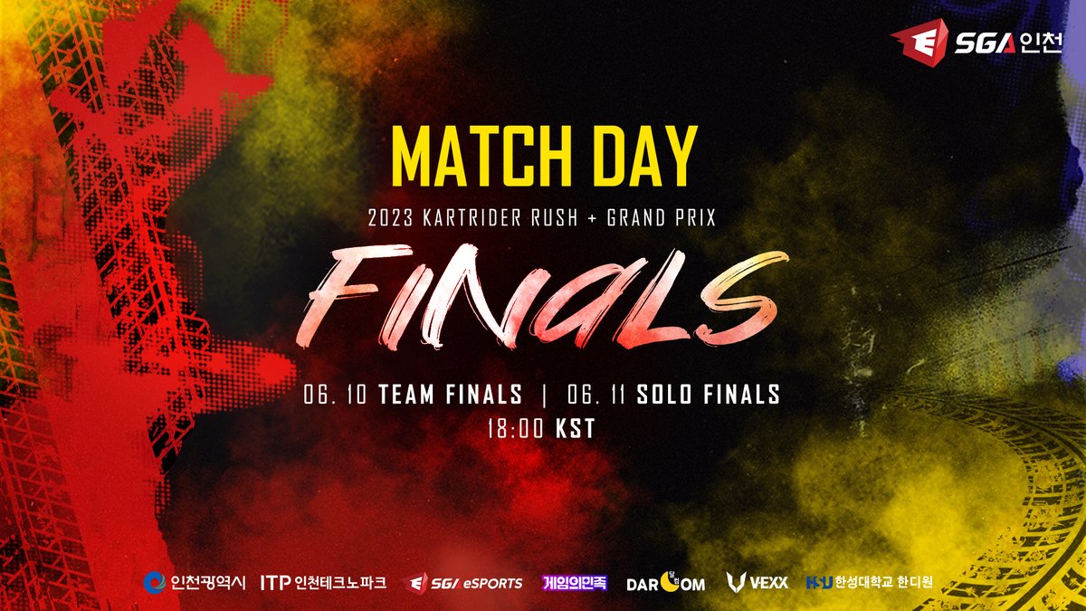 2023 카트라이더 러쉬플러스 그랑프리 결승전이
10일, 11일 양일 간 진행됩니다.

SGA 인천 선수단이 좋은 성적을 거둘 수 있도록
많은 응원 부탁드립니다.

#SGAINCHEON
#인천광역시 #인천테크노파크 #달컴 #브이엑스 #한성대학교한디원